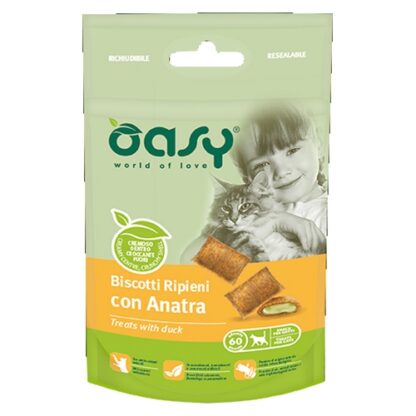 Oasy biscotti ripieni gatto con anatra - 60 gr